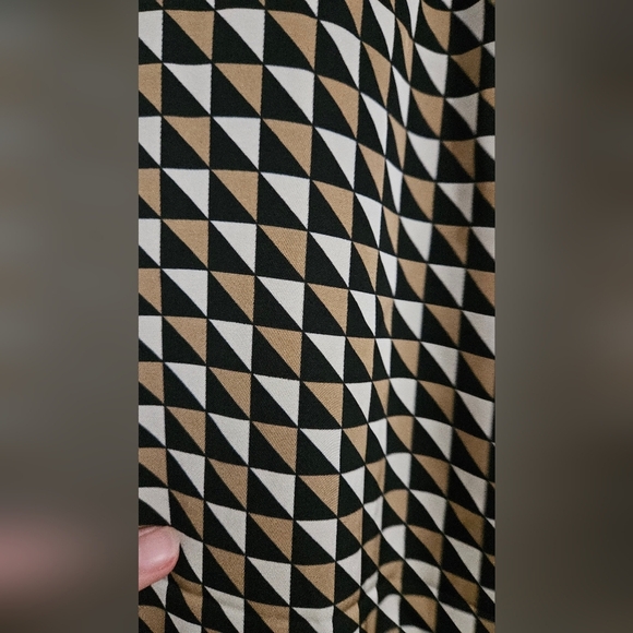 H&M Twill Satin Drawstring Wide Leg Patterened Trouser In Beige/black. Size SM - Picture 12 of 16